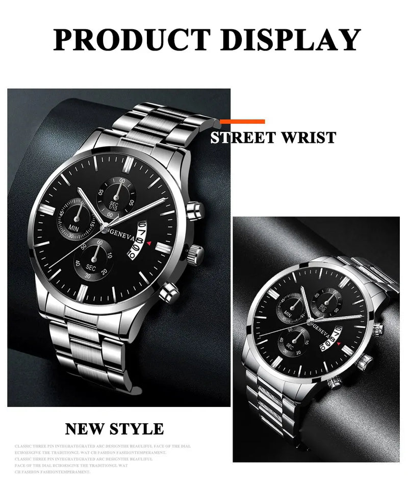 Fashion Men Stainless Steel Watch Luxury Calendar Quartz Wrist Watch Business Watches Man Clock Male Bracelet Wristwatch