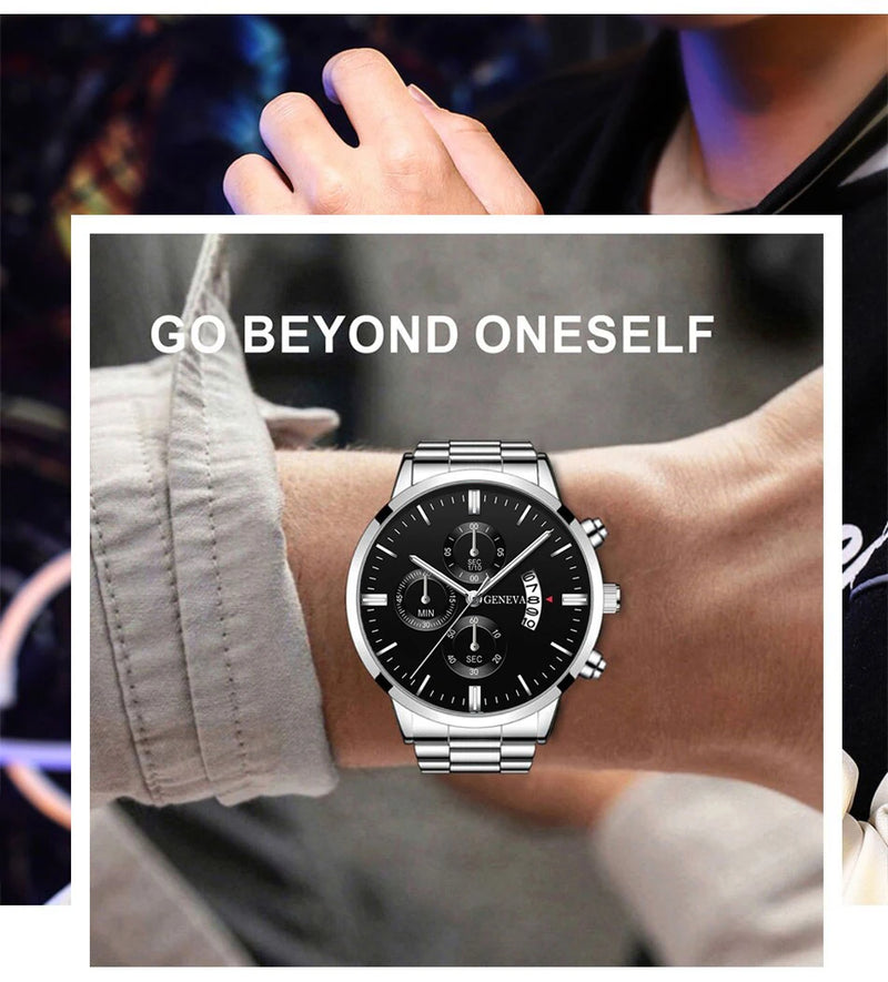 Fashion Men Stainless Steel Watch Luxury Calendar Quartz Wrist Watch Business Watches Man Clock Male Bracelet Wristwatch